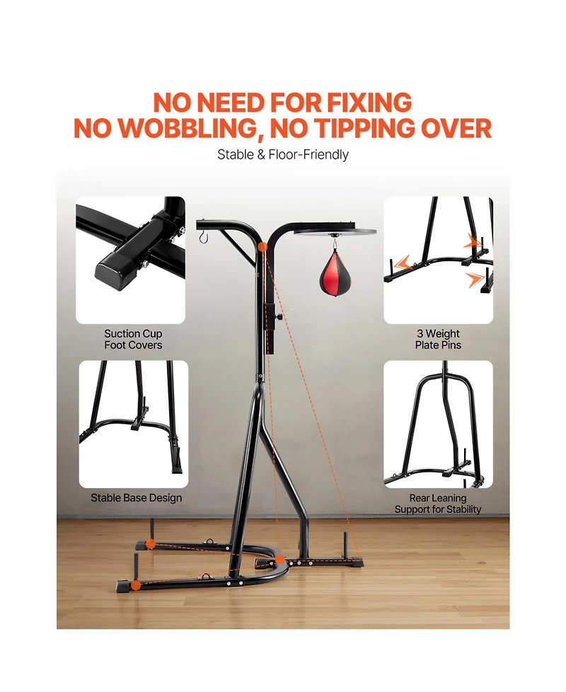 Sevorley 2-in-1 Adjustable Punching Bag and Speed Bag Stand, Steel, Holds 140 lbs