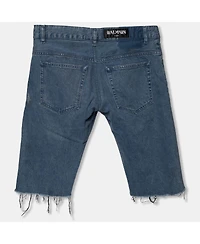 Pre-Owned Balmain Men's Distressed Denim Frayed Edged Shorts