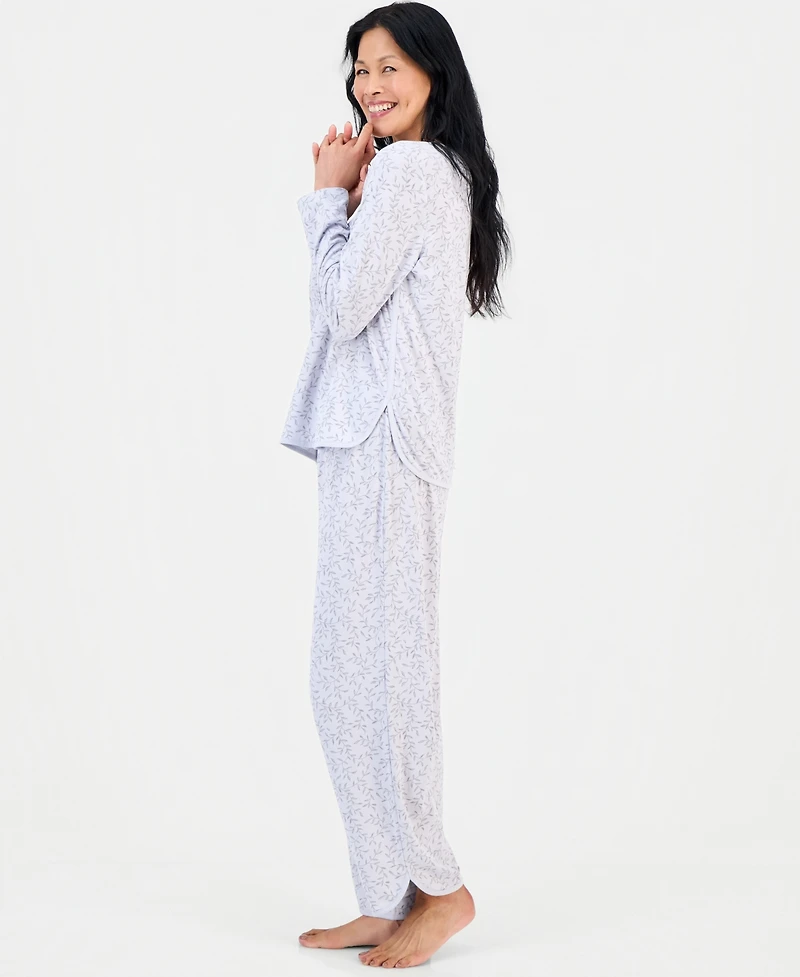Charter Club Women's Pima Cotton Long-Sleeve Scoop Neck Pajama Top and Pants Set, Macy's Exclusive