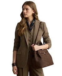 Lauren Ralph Lauren Crocodile Embossed Nubuck Large Blaike Satchel Handbag