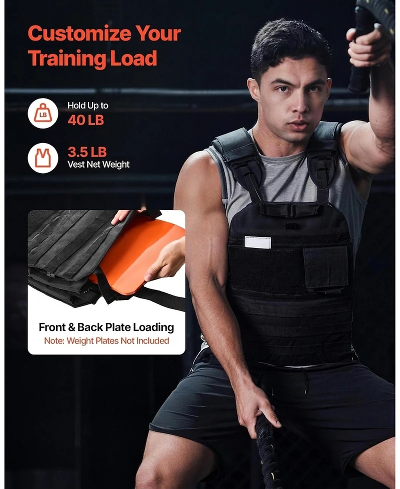 Sevorley Adjustable Weighted Vest with Shoulder Pads, Nylon Vest Holds up to 40 lb