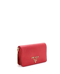 Pre-Owned Prada Chain Wallet Crossbody Saffiano Leather