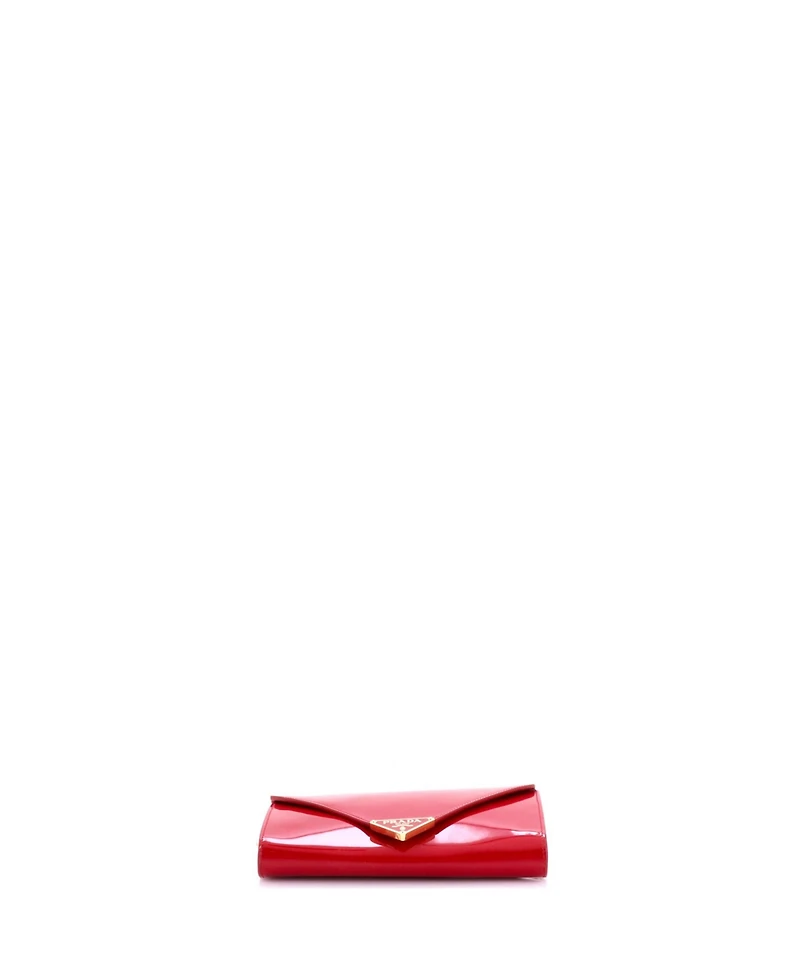 Pre-Owned Prada Mini Triangle Logo Envelope Chain Clutch Patent