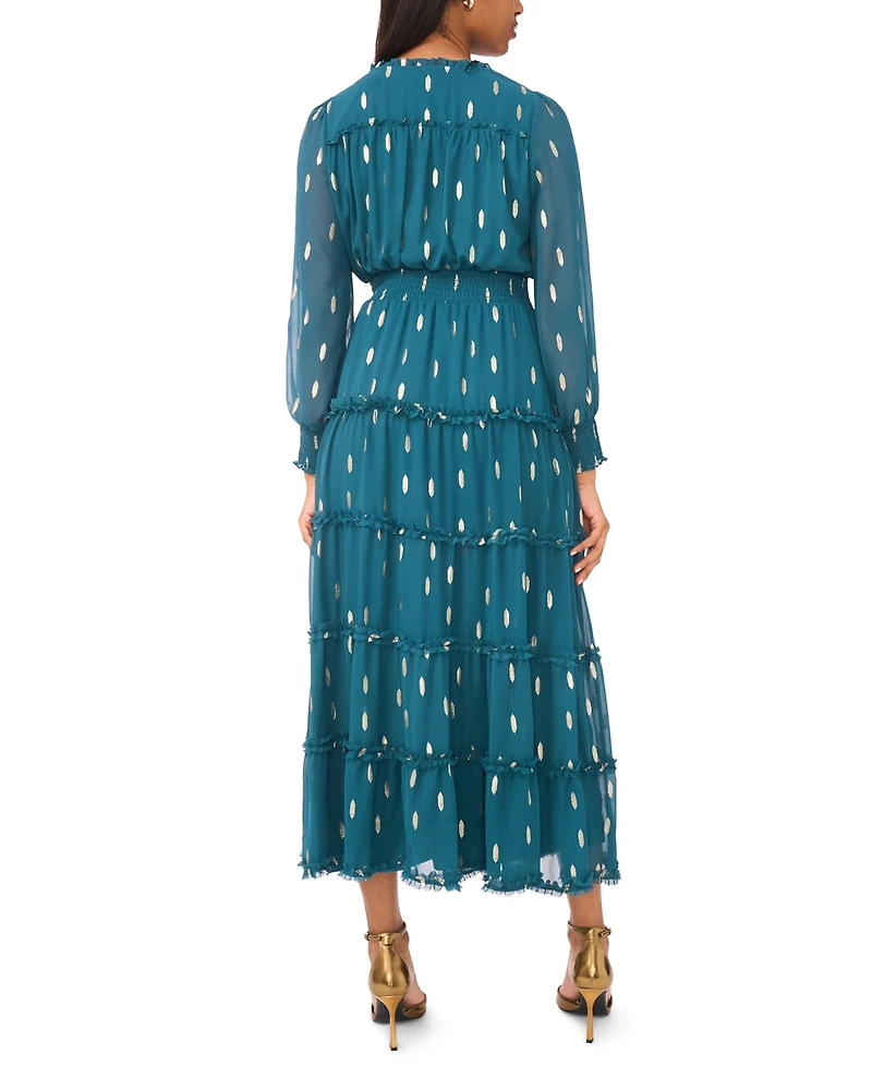 Msk Petite Chiffon Long Sleeves Maxi Dress