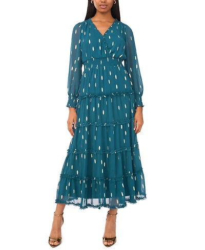 Msk Petite Chiffon Long Sleeves Maxi Dress