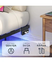 Slickblue Full Size Floating Bed Frame with Led Lights, Charging Station and Metal Platform Frame