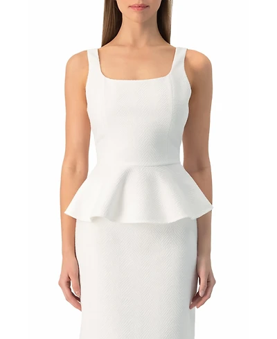 Ivonne Women's Herringbone Jacquard Square-Neck Sleeveless Peplum Top