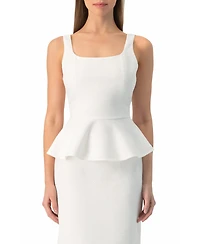 Ivonne Women's Herringbone Jacquard Square-Neck Sleeveless Peplum Top