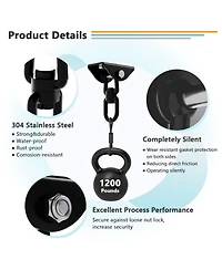 Piscifun 1200 Lb Capacity 360 Rotating Stainless Steel Hammock Hanging Kit