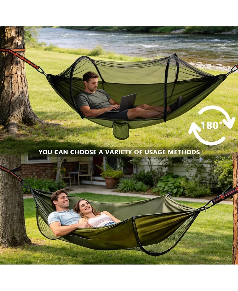 Piscifun 2 Person Pop Up Camping Hammock With Mosquito Net Lightweight Portable Outdoor Indoor Travel