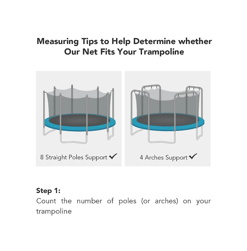 Yescom Trampoline Pole Foam Sleeves and Trampoline Net Kit, 24 Pcs 1.26" Inner Outdoor Pvc Trampoline Pole Covers and 15 Ft Universal Trampoline Net