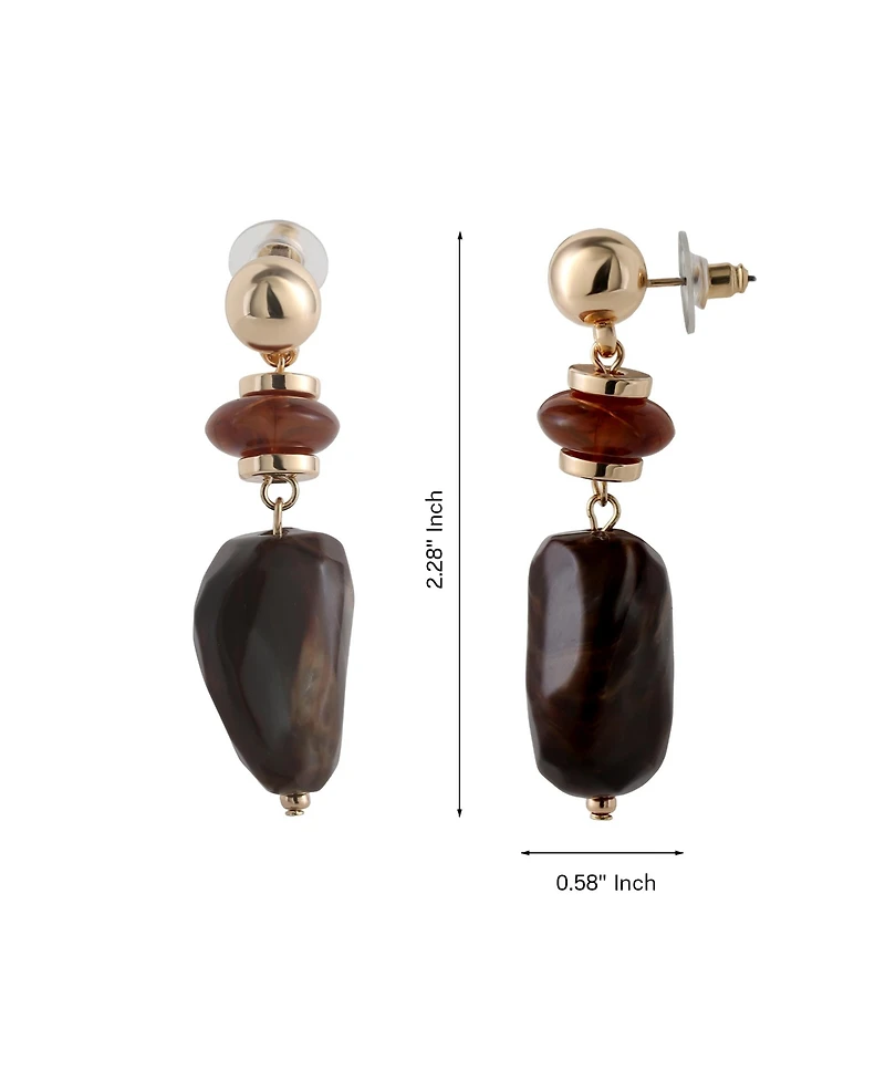 Jessica Simpson Large Bead Drop Earrings for Women, Beaded Dangle Earrings Gold-Tone
