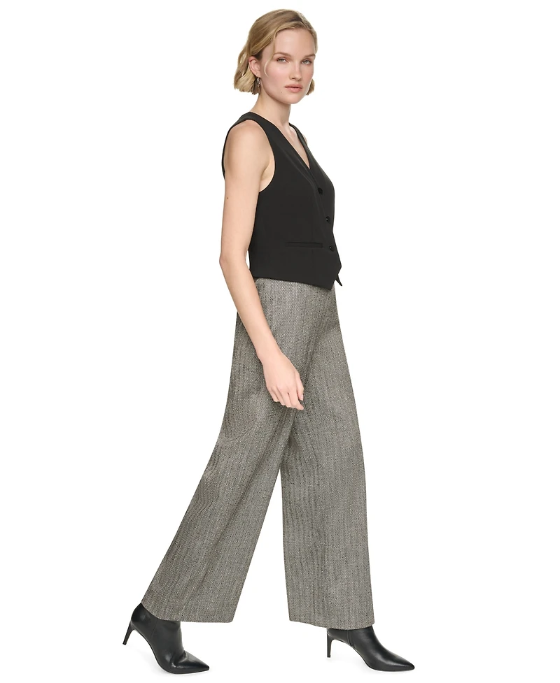 Dkny Women's Sleeveless V-Neck Wide-Leg Jumpsuit