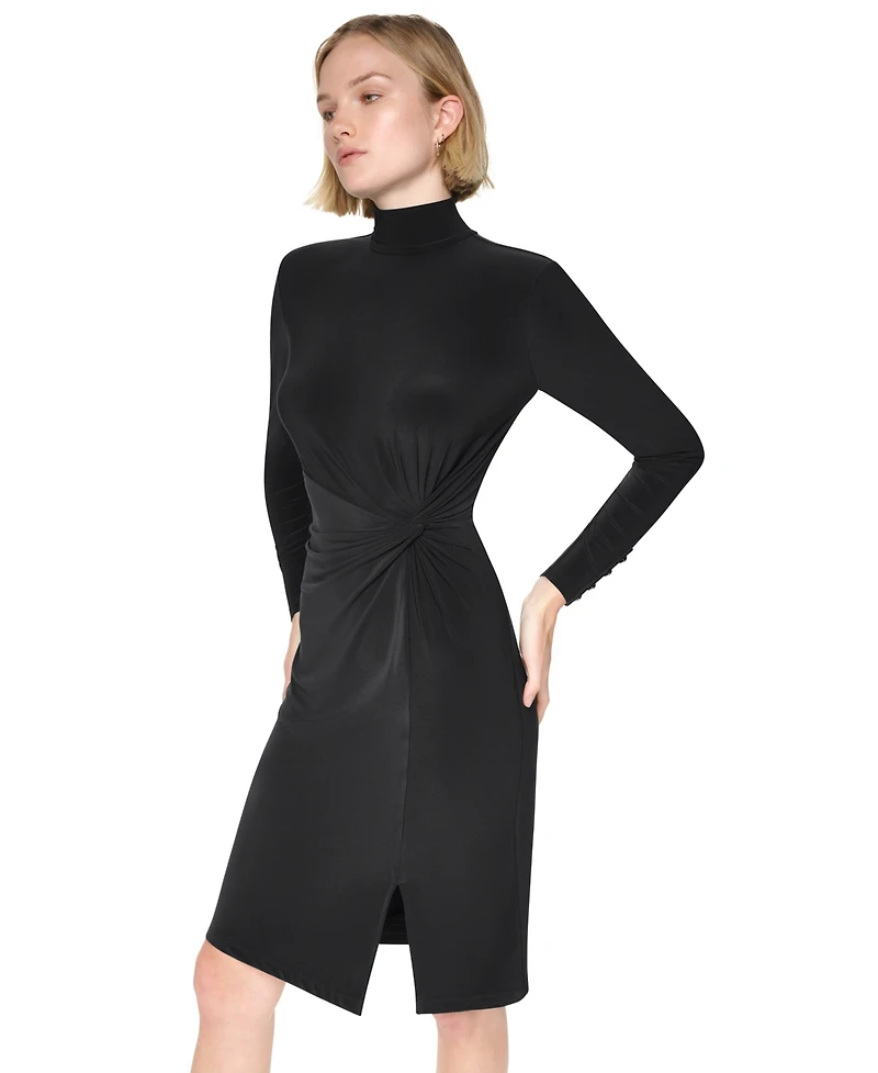 Dkny Women's Short Bubble Sleeve V-Neck Fit and Flare Dress