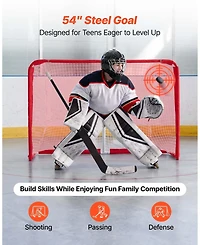 Sevorley Steel Street Hockey Goal, Portable Regulation-Size Net for Backyard