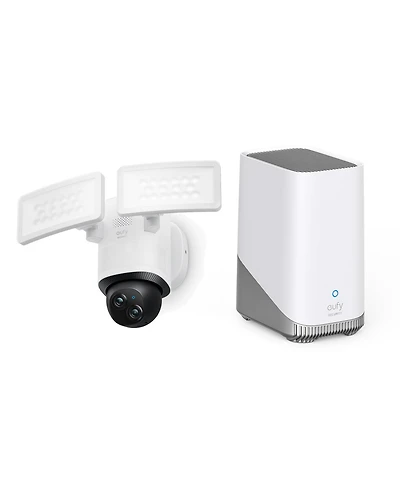 eufy Floodlight Camera E340 With HomeBase S380 (HomeBase 3), Outdoor Wired Security Camera Dual Lens