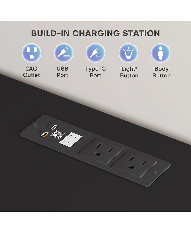 Vlsrka 59'' Smart Tv Stand with Rgb Led Lights, Motion Sensor, Charging Station, Glass Cabinet Doors and Storage Shelves