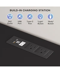Vlsrka 59'' Smart Tv Stand with Rgb Led Lights, Motion Sensor, Charging Station, Glass Cabinet Doors and Storage Shelves