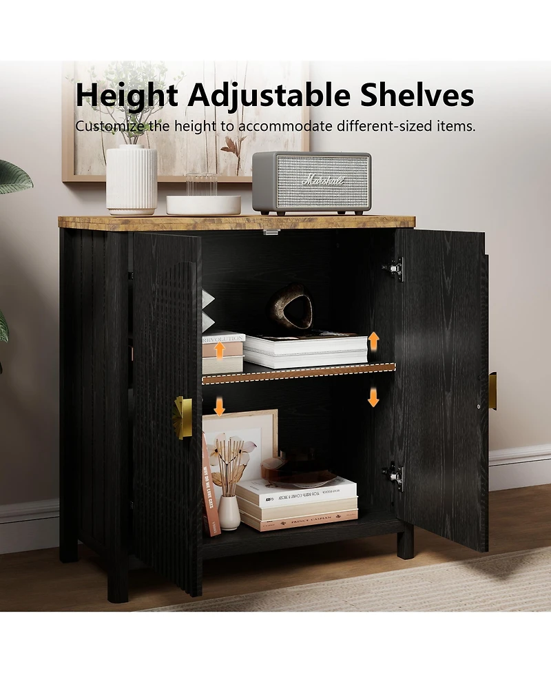 Vlsrka 31.5" Accent Cabinet with Adjustable Shelf, 2-Door Storage Cabinet with Gold Handles