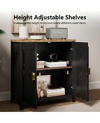 Vlsrka 31.5" Accent Cabinet with Adjustable Shelf, 2-Door Storage Cabinet with Gold Handles
