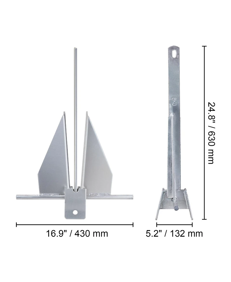 Sevorley Fluke Style Anchor Kit, 13 lb Galvanized Steel Boat Anchor with 8 feet Chain, 101 feet Rope and Shackles