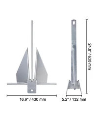 Sevorley Fluke Style Anchor Kit, 13 lb Galvanized Steel Boat Anchor with 8 feet Chain, 101 feet Rope and Shackles