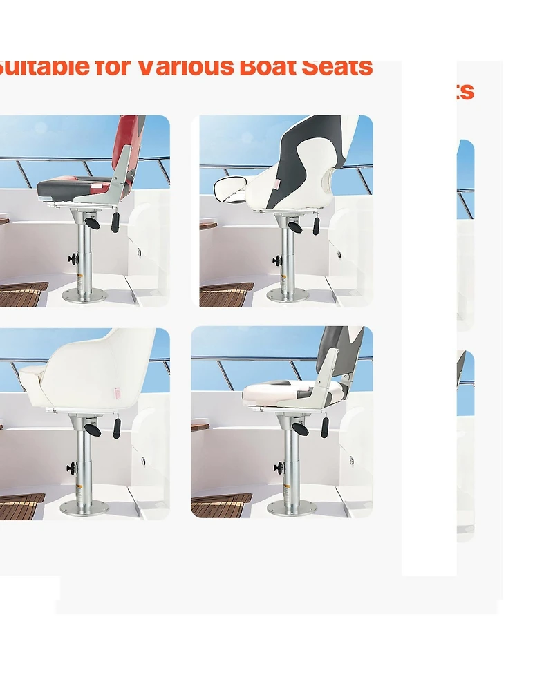 Sevorley Adjustable Boat Seat Pedestal with Slide, 13.4 to 19.2 in