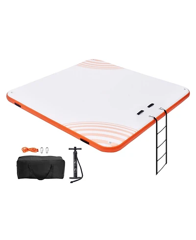 Sevorley Inflatable Floating Dock, 7 x 7 ft Non-Slip Water Platform with Ladder and Carry Bag