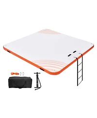 Sevorley Inflatable Floating Dock, 7 x 7 ft Non-Slip Water Platform with Ladder and Carry Bag
