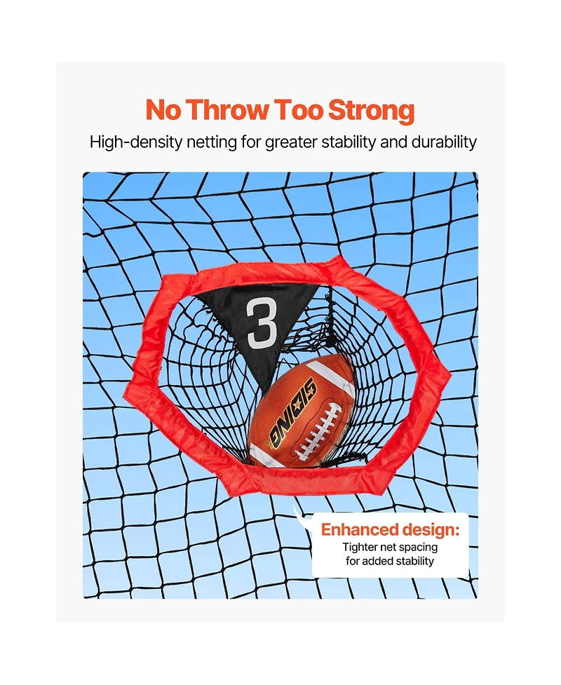 Sevorley 8 x 8 ft Football Throwing Net with 6 Target Pockets, Qb Passing Accuracy Trainer