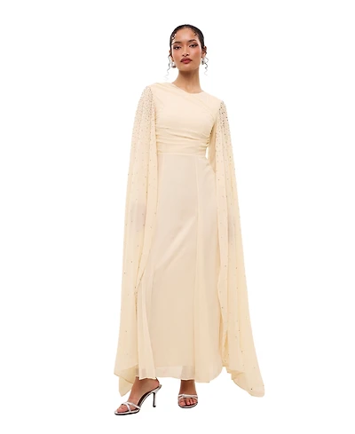 Maryisa Women's Sequin-Embellished Cape-Style Sleeves Maxi Dress