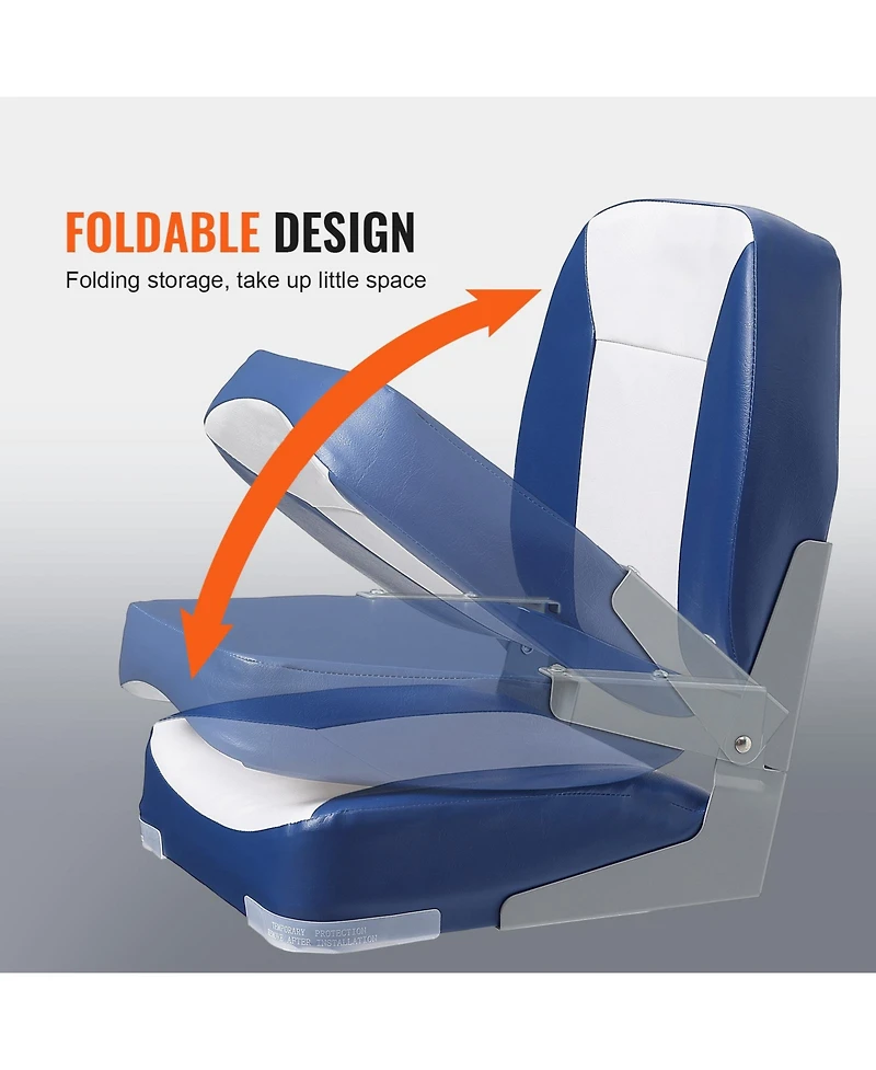 Sevorley Low Back Folding Boat Seat, 18.9 in Padded Fold-Down Captain Chair