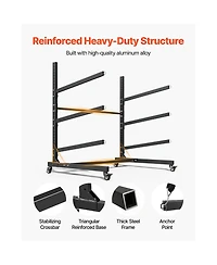 Sevorley Rolling Kayak Storage Rack for 3 Kayaks, Freestanding Steel Stand with Lockable Wheels, 200 lb Capacity