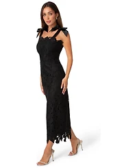 Bebe Women's Bow Strap Lace Midaxi Dress