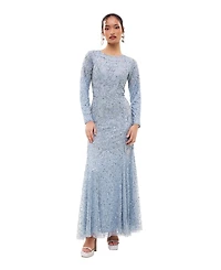 Maryisa Women's Modest Embellished Sequins Fitted Maxi Dress