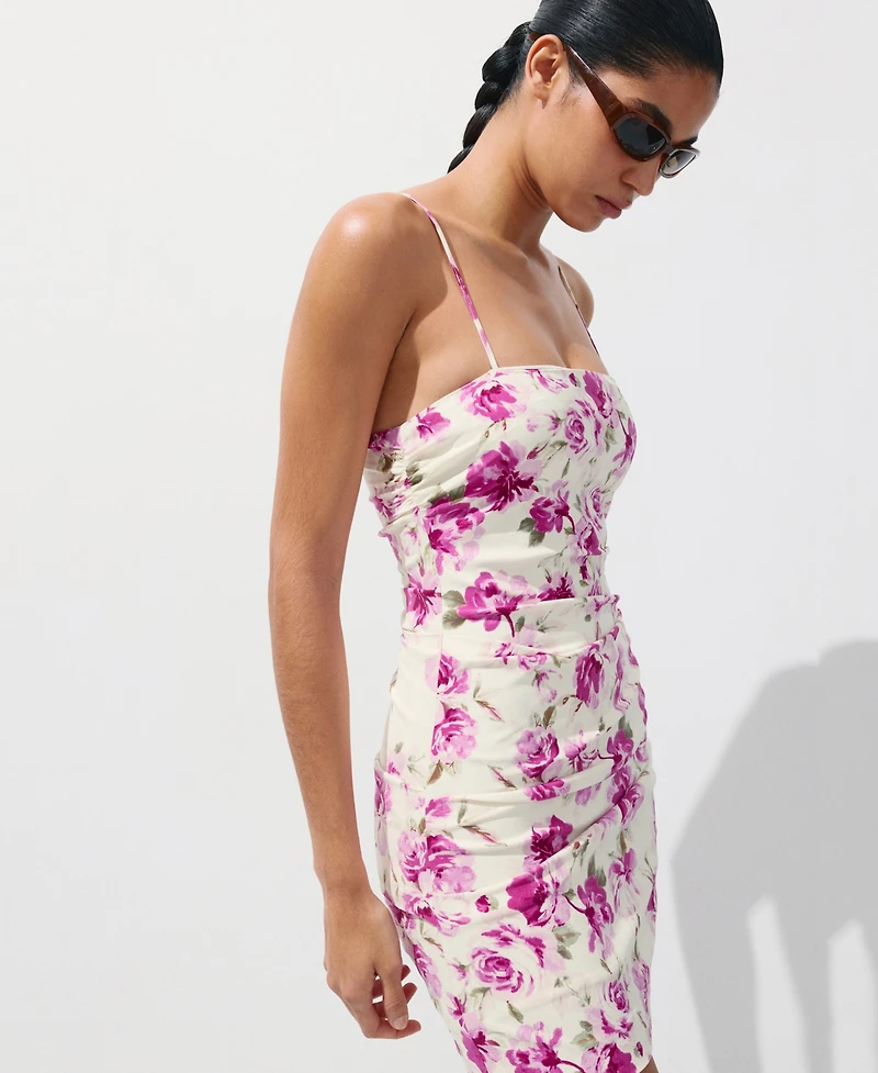 Mango Women's Floral Ruched Mini Dress