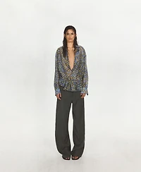 Mango Women's Semi-Sheer Printed Shirt