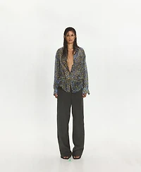 Mango Women's Stitching Details Straight Suit Pants