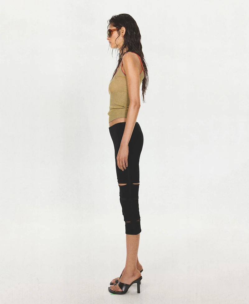 Mango Women's High-Rise Cutout Capri Pants
