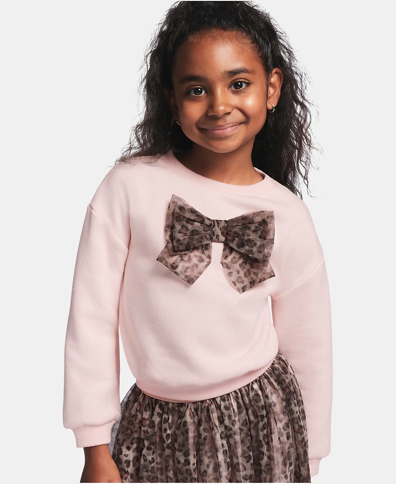 Kids Headquarters Toddler Girls' 2T-4T Sweatshirt and Leopard Print Skirt, 2-Piece Set