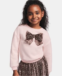 Kids Headquarters Toddler Girls' 2T-4T Sweatshirt and Leopard Print Skirt, 2-Piece Set