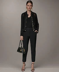 Donna Karan New York Women's Mixed Media Zip-Front Jersey Jacket