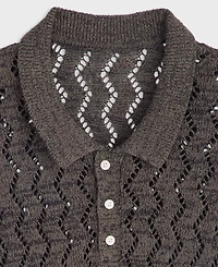Mode of One Men's Zig Zag Trim Open-Knit Panel Classic Fit Polo Shirt, Macy's Exclusive