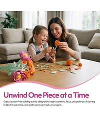 Contixo BK10 Flower Bouquet Building Set, 360-Piece Orange Rose & Pink Lotus Floral Brick Kit with Adjustable Stems, Creative Home Decor Gift, Ages 8+