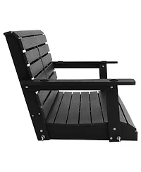 Innovaze 4.5 Ft Large 2-Seat Poly Lumber Hips Porch Swing with Foldable Cup Holders and Curved Deep Seat for Outdoor Garden(Navy Blue)