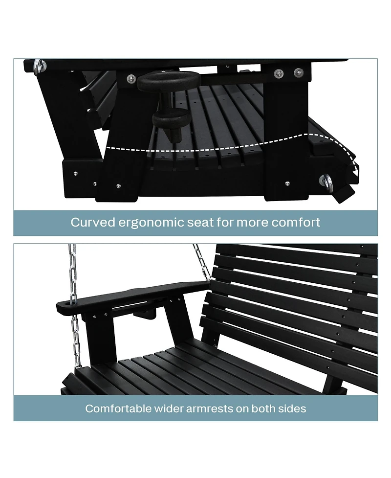 Innovaze 2 Seater 4 Ft Hdpe Porch Swing with 18/8 Stainless Steel Bolts, Ergonomic Design, Ultra Weather-Resistant, for Outdoor Patio Garden Yard (Nav