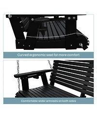 Innovaze 2 Seater 4 Ft Hdpe Porch Swing with 18/8 Stainless Steel Bolts, Ergonomic Design, Ultra Weather-Resistant, for Outdoor Patio Garden Yard (Nav