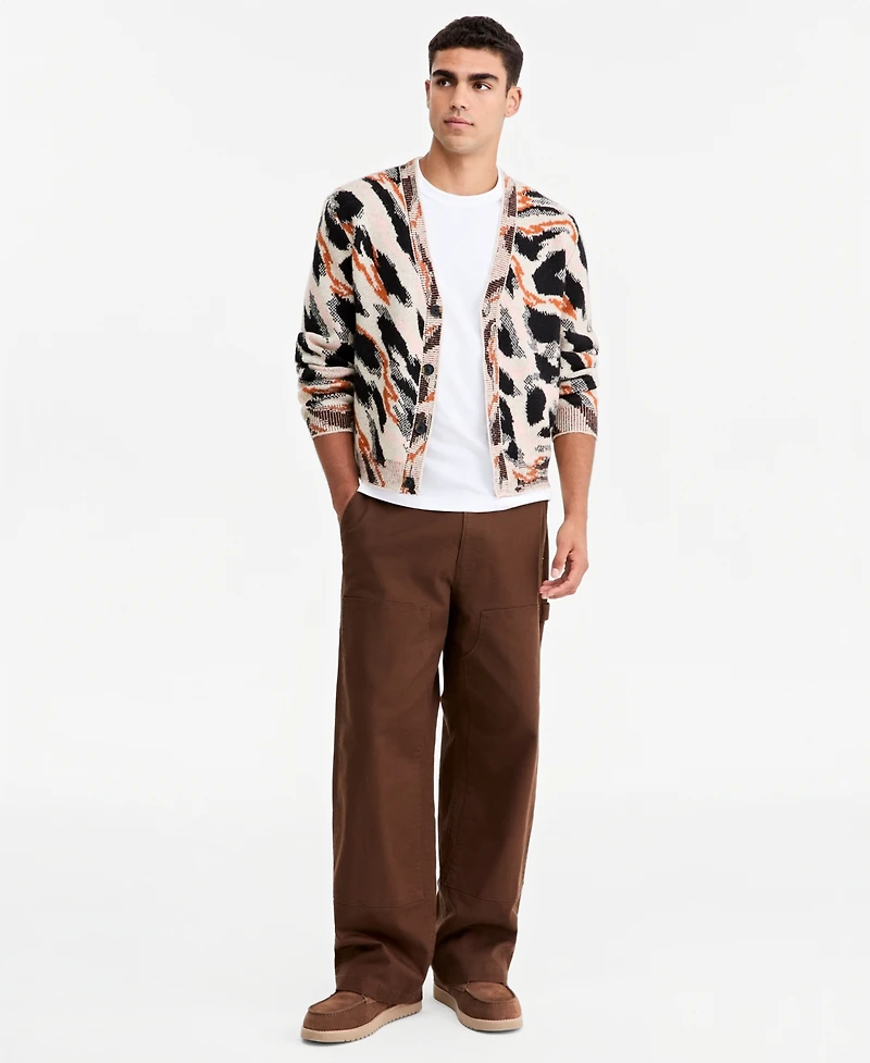 Mode of One Men's Animal-Print Relaxed-Fit Cardigan, Macy's Exclusive