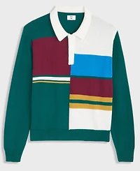 Mode of One Men's Spliced Long-Sleeve Relaxed-Fit Polo Shirt, Macy's Exclusive