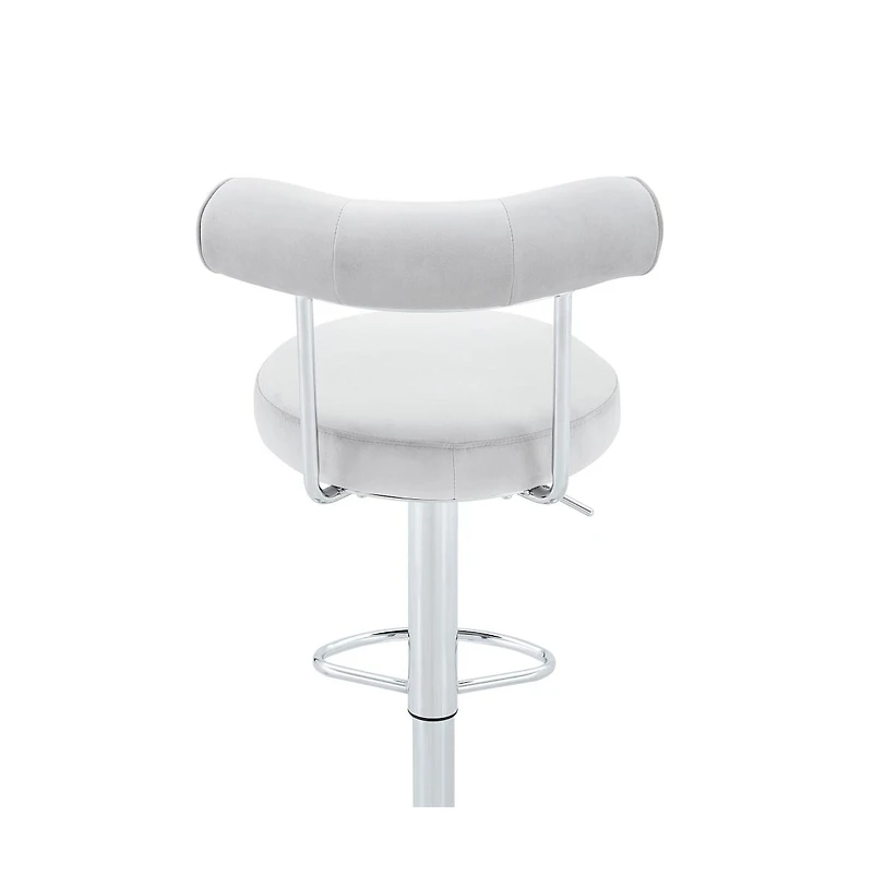 Maison Boucle Set of 2 Soft Velvet Upholstered Swivel Adjustable Bar Stools, 360-Degree Counter-Height Chairs, Chrome Silver Base